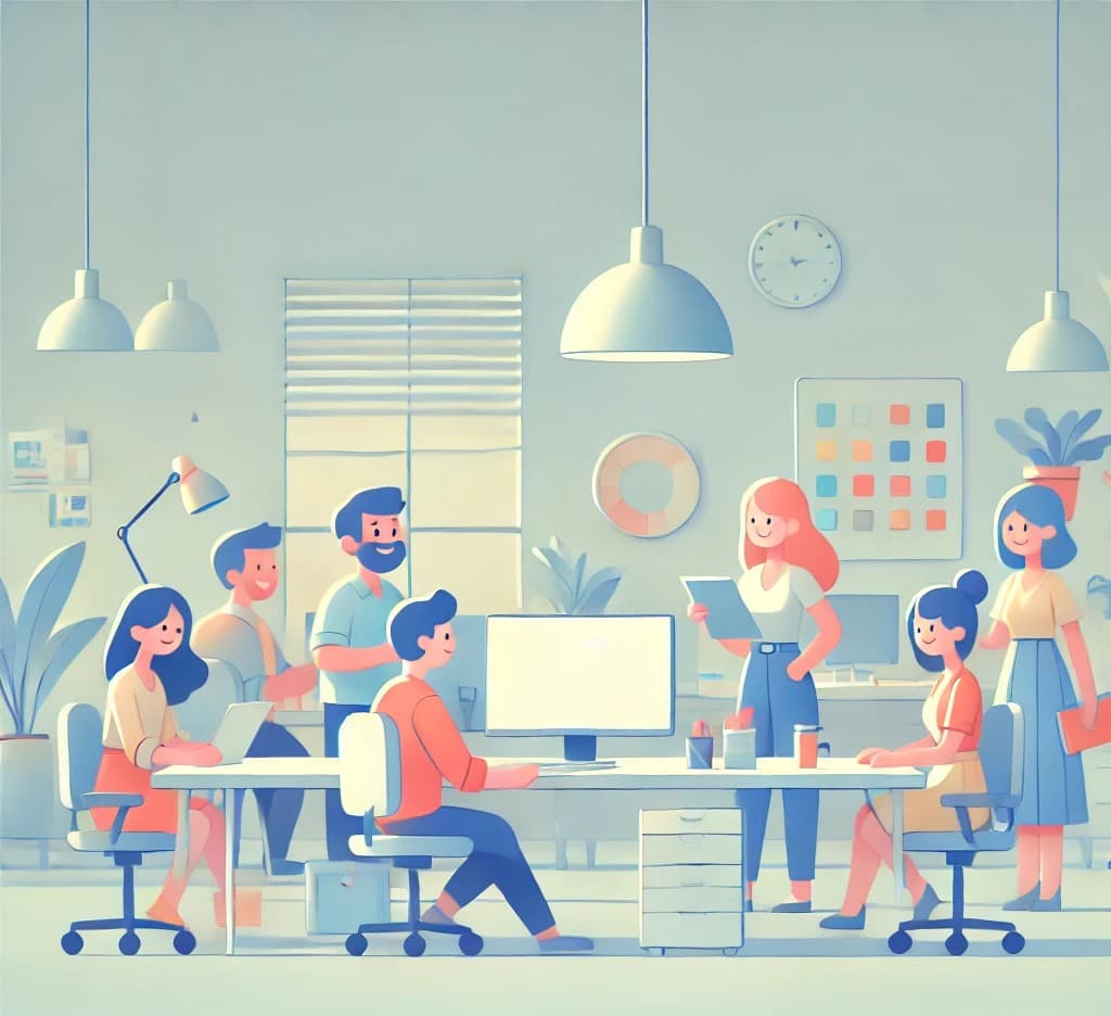 animated image of a team working together